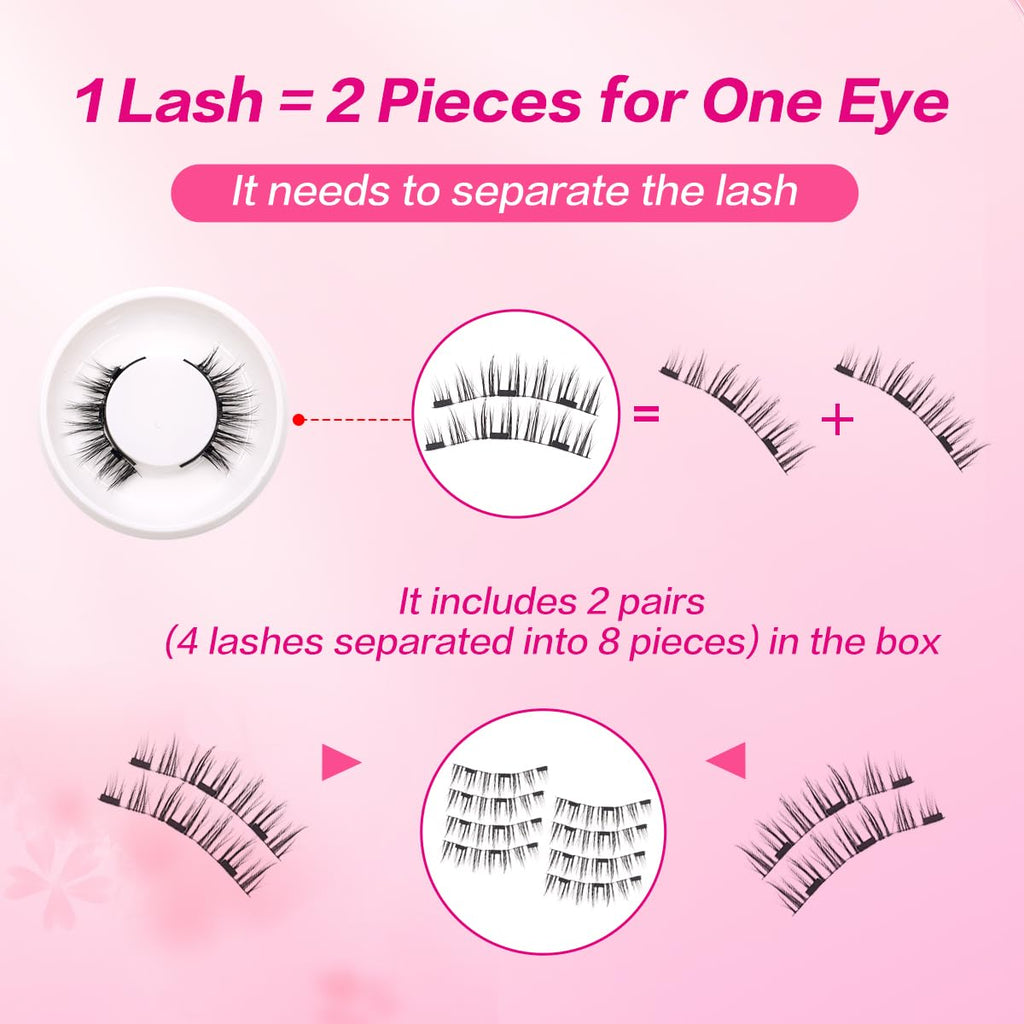 FindLove 2 Pairs Magnetic Eyelashes – Natural Look, No Glue, Beginner Friendly (PGY)