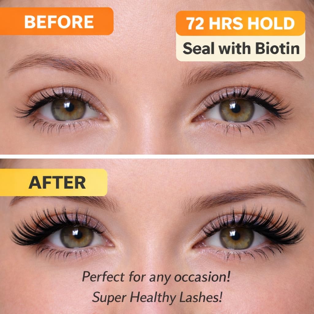 Fine Threads Pro 2 in 1 Biotin Bond and Seal Eyelash Glue for DIY Lash Extensions – Sensitive Eyes, Waterproof, Long Lasting 5ml + 5ml