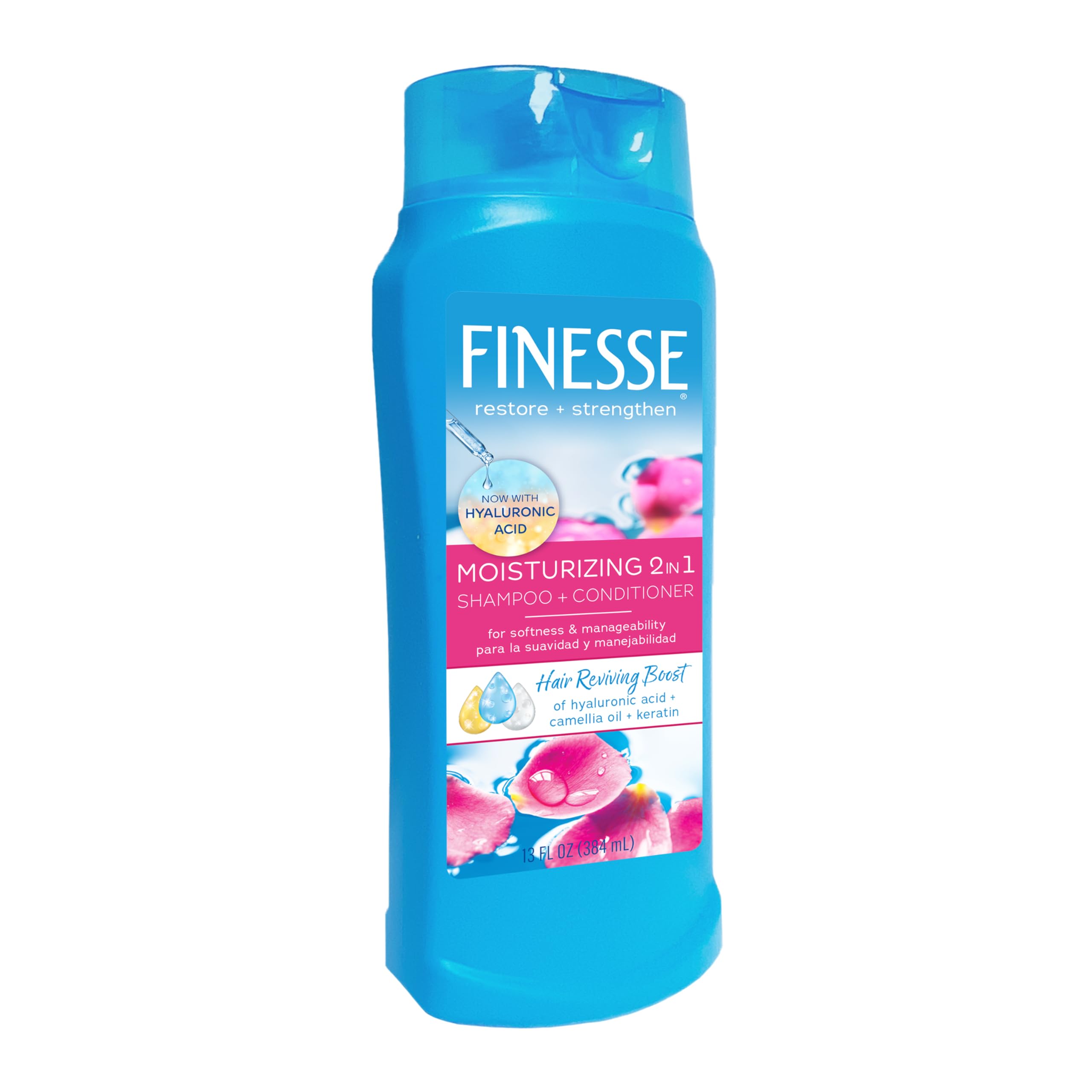 FINESSE Restore + Strengthen 2in1 Shampoo + Conditioner – Moisturize & Repair Dry or Damaged Hair | Pack of 6, 13 oz