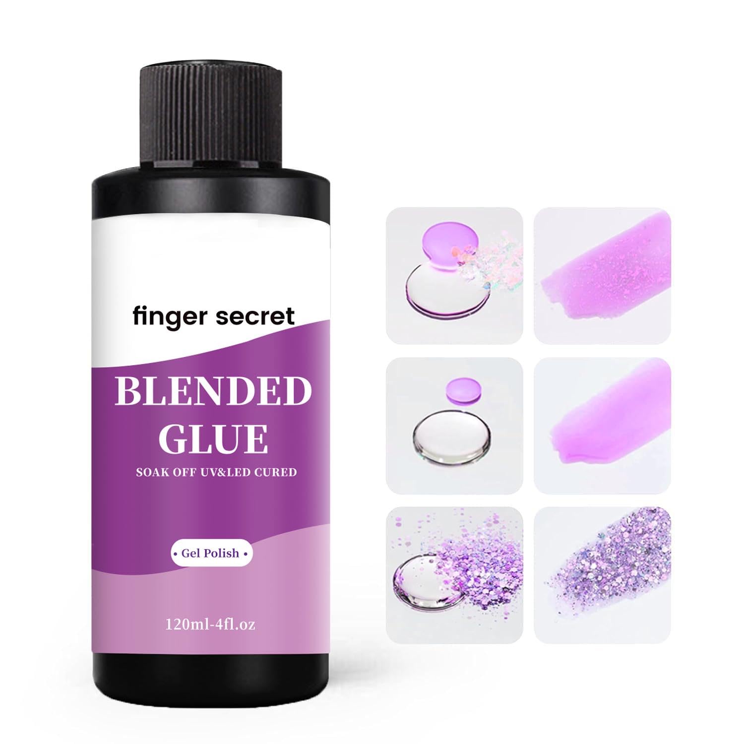 Finger Secret Nail Blending Glue – Clear Gel Polish Thinner for Color Blending, Glitter, and Custom Nail Art (120ml/4oz)