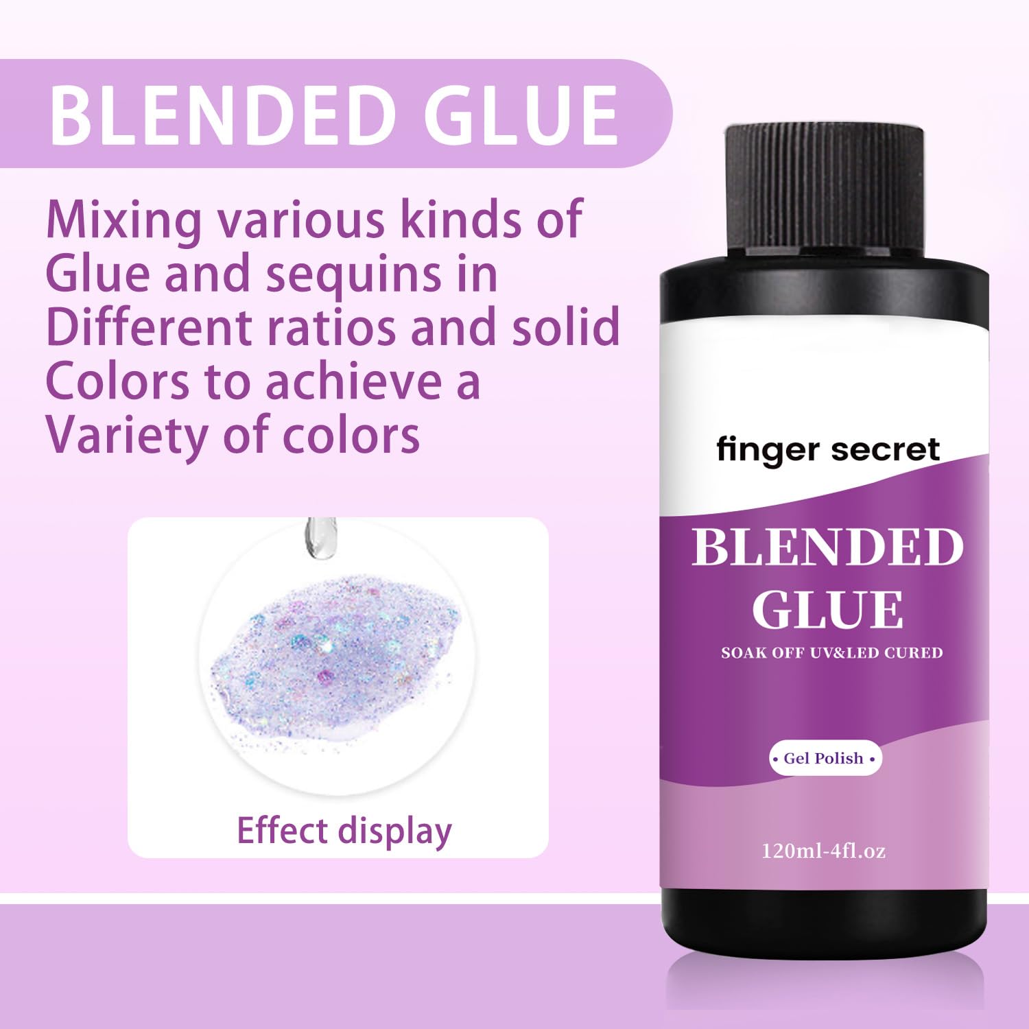 Finger Secret Nail Blending Glue – Clear Gel Polish Thinner for Color Blending, Glitter, and Custom Nail Art (120ml/4oz)
