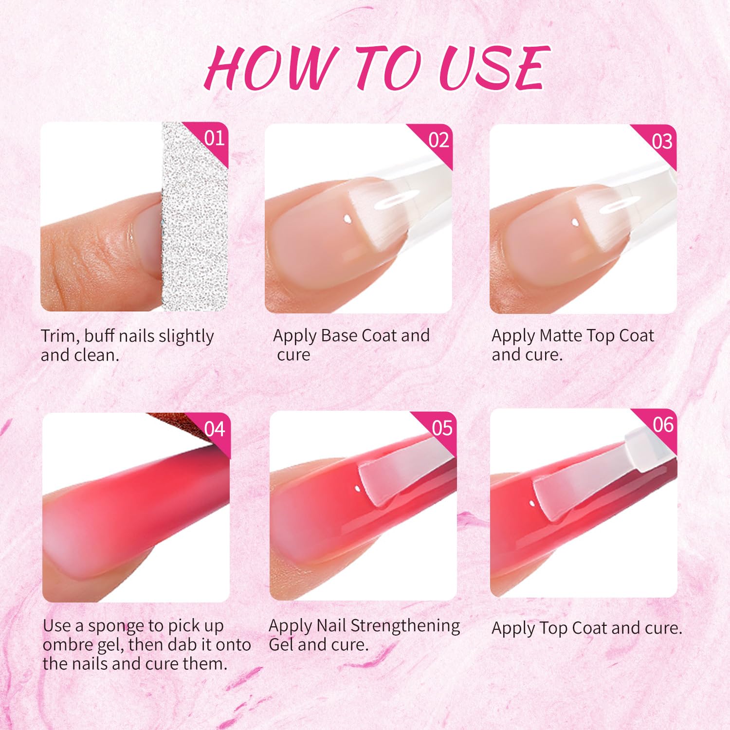 Finger Secret 24 Colors Ombre Gel Nail Polish Set – Gradient Blooming Gel with 100 Sponges