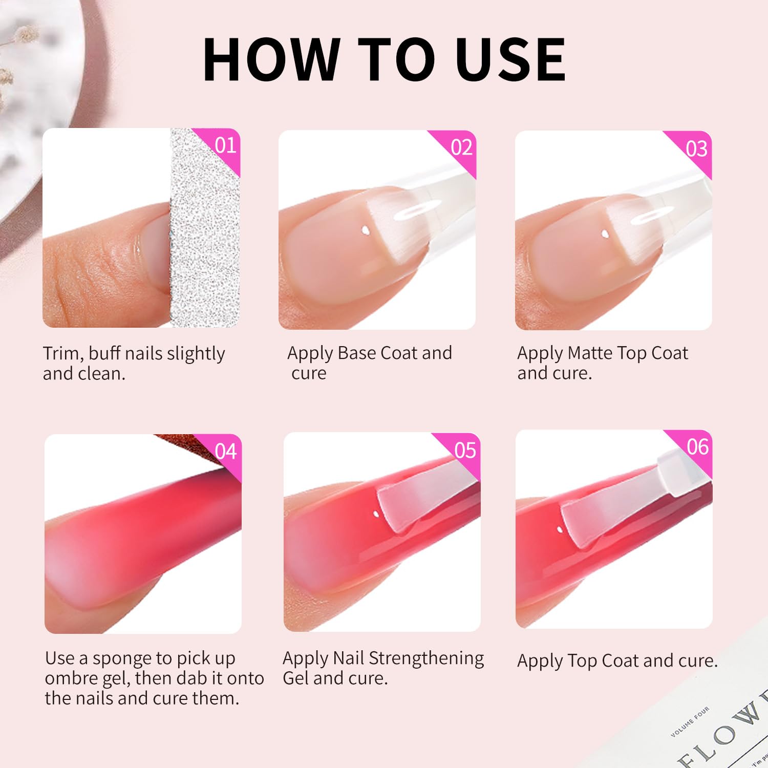 Finger Secret 16-Color Ombre Gel Nail Polish Set – Gradient Blooming Gel with 100 Nail Sponges