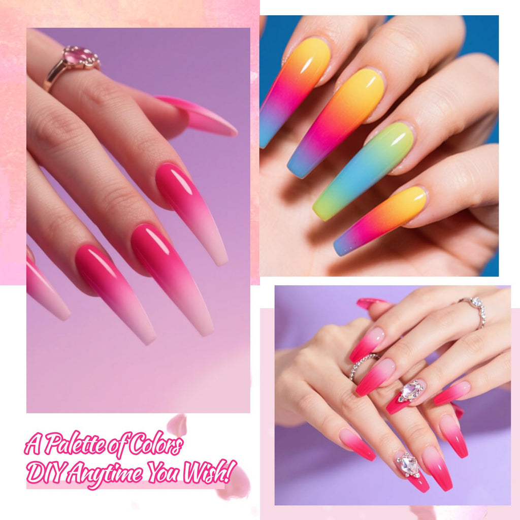 Finger Secret 24 Colors Ombre Gel Nail Polish Set – Gradient Blooming Gel with 100 Sponges