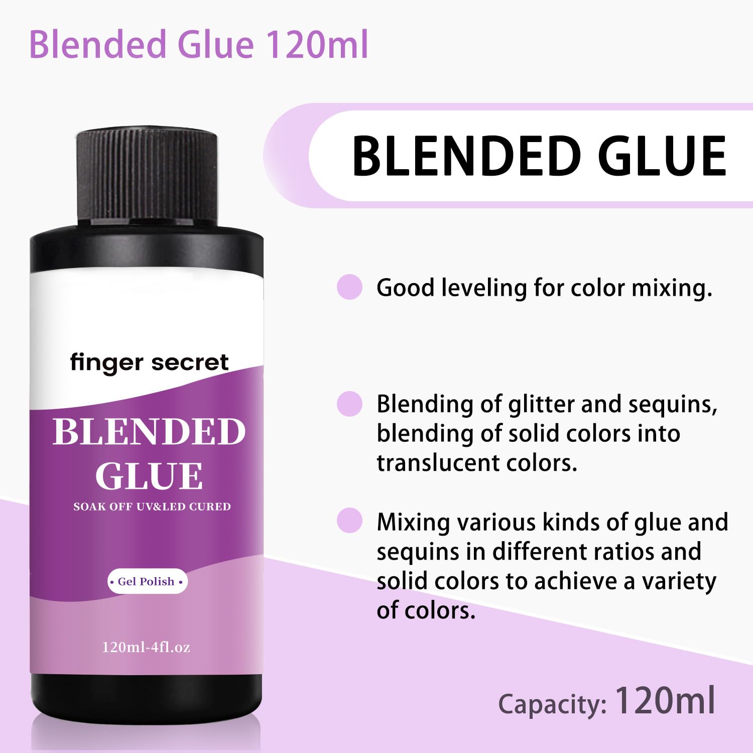 Finger Secret Nail Blending Glue – Clear Gel Polish Thinner for Color Blending, Glitter, and Custom Nail Art (120ml/4oz)