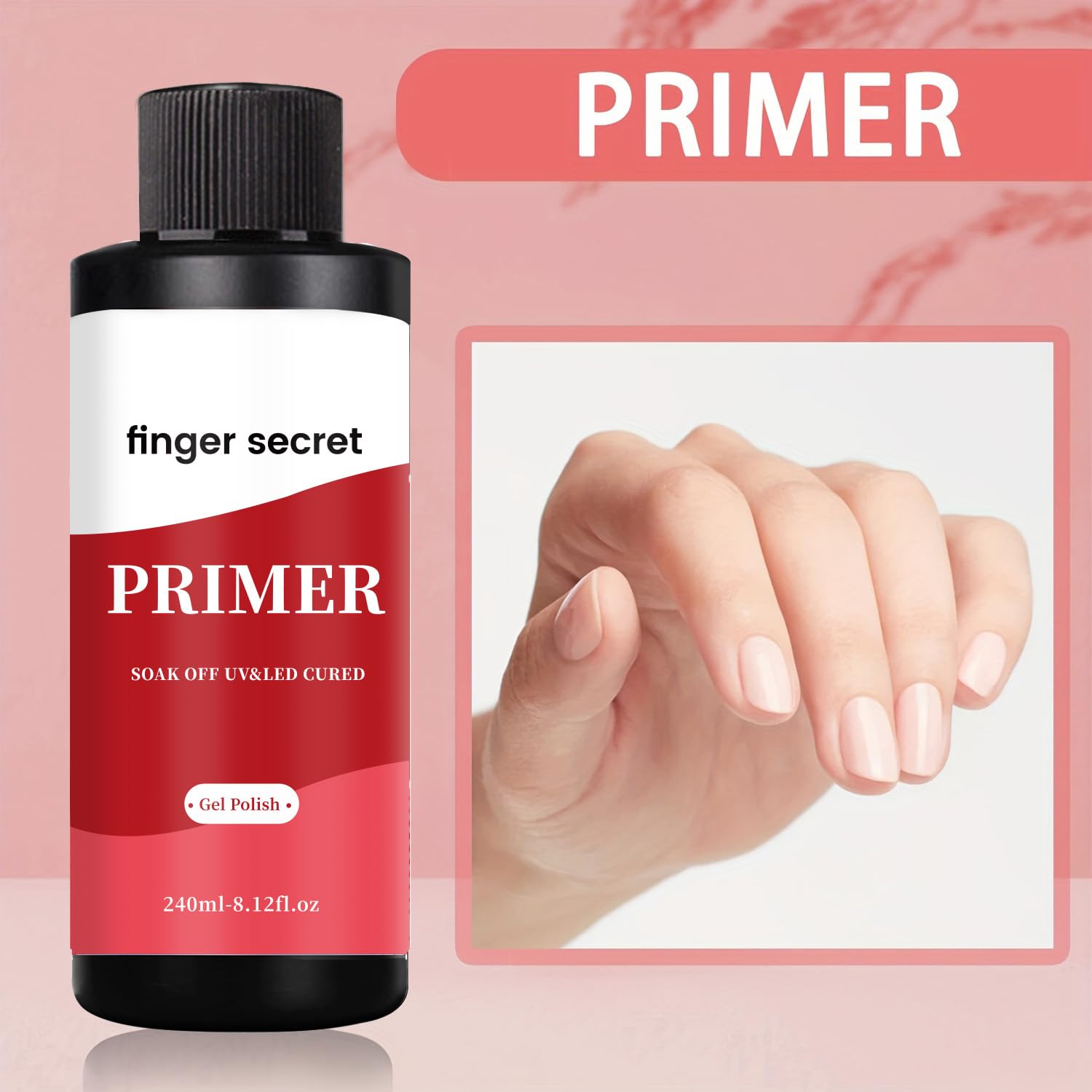 Finger Secret Nail Primer 240ml – Gel Polish Prep, Adhesion Enhancement for Salon & Home