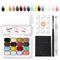 Finger Secret 16-Color Ombre Gel Nail Polish Kit – Gradient Blooming Palette with 100 Pcs Nail Sponges