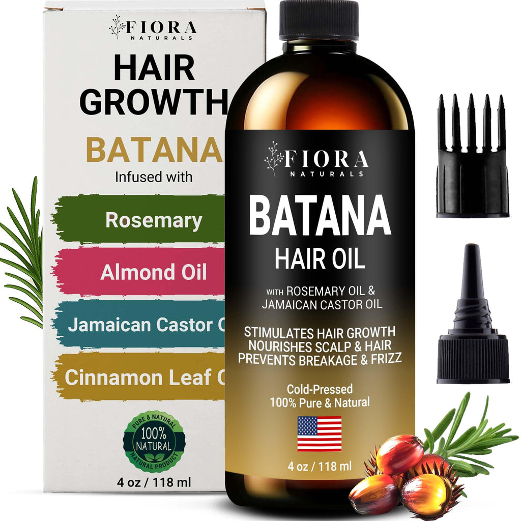 Fiora Naturals Batana Rosemary Oil – Organic Dr Sebi Hair Growth Oil for Thickening, Deep Conditioning & Scalp Stimulation, 4 oz