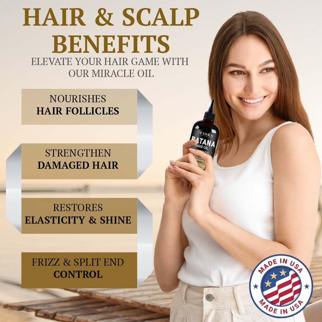 Fiora Naturals Batana Rosemary Oil – Organic Dr Sebi Hair Growth Oil for Thickening, Deep Conditioning & Scalp Stimulation, 4 oz