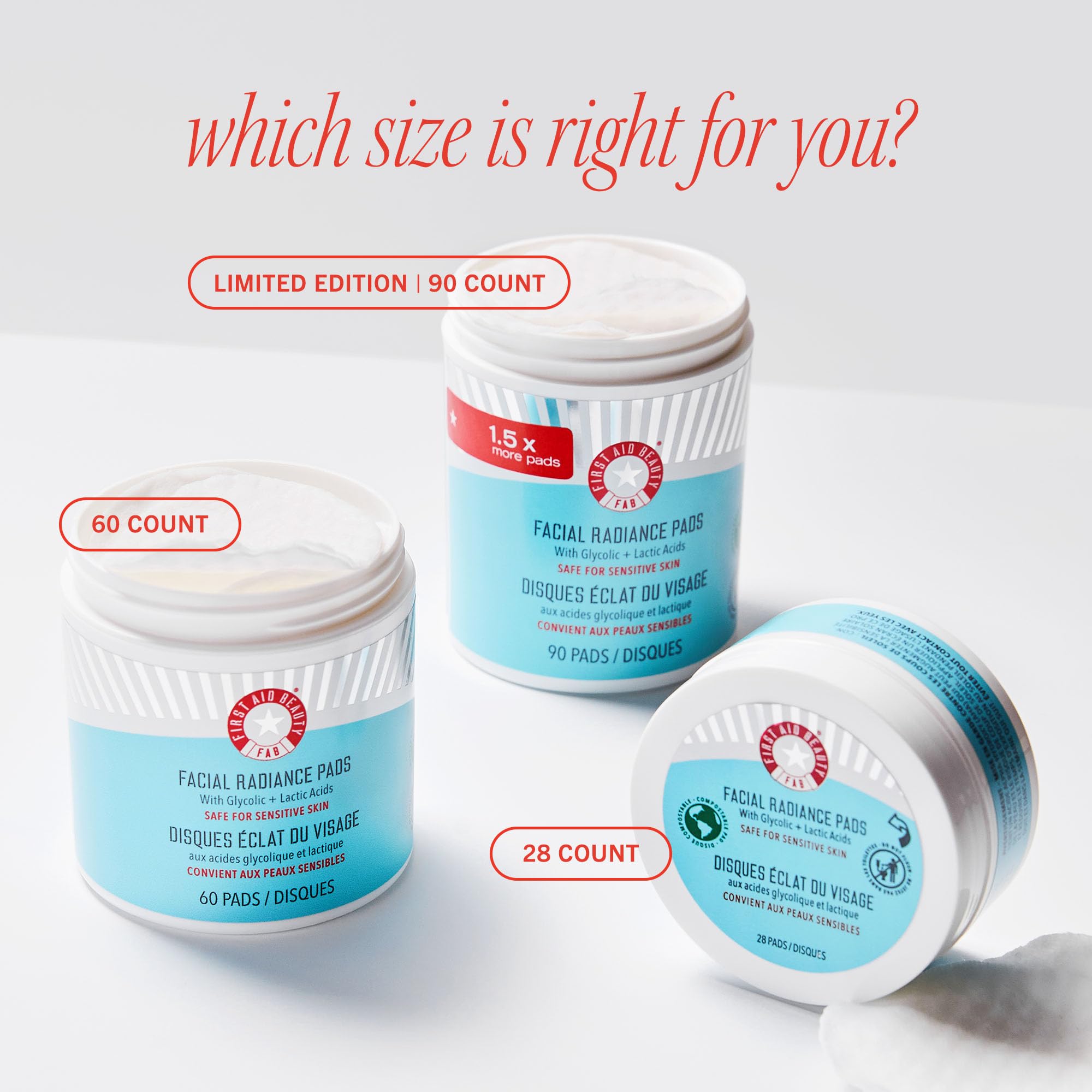 First Aid Beauty Facial Radiance Pads – Daily Exfoliating Pads with Glycolic and Lactic Acids