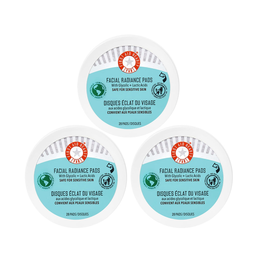 First Aid Beauty Facial Radiance Pads – Daily Exfoliating Pads with Glycolic and Lactic Acids