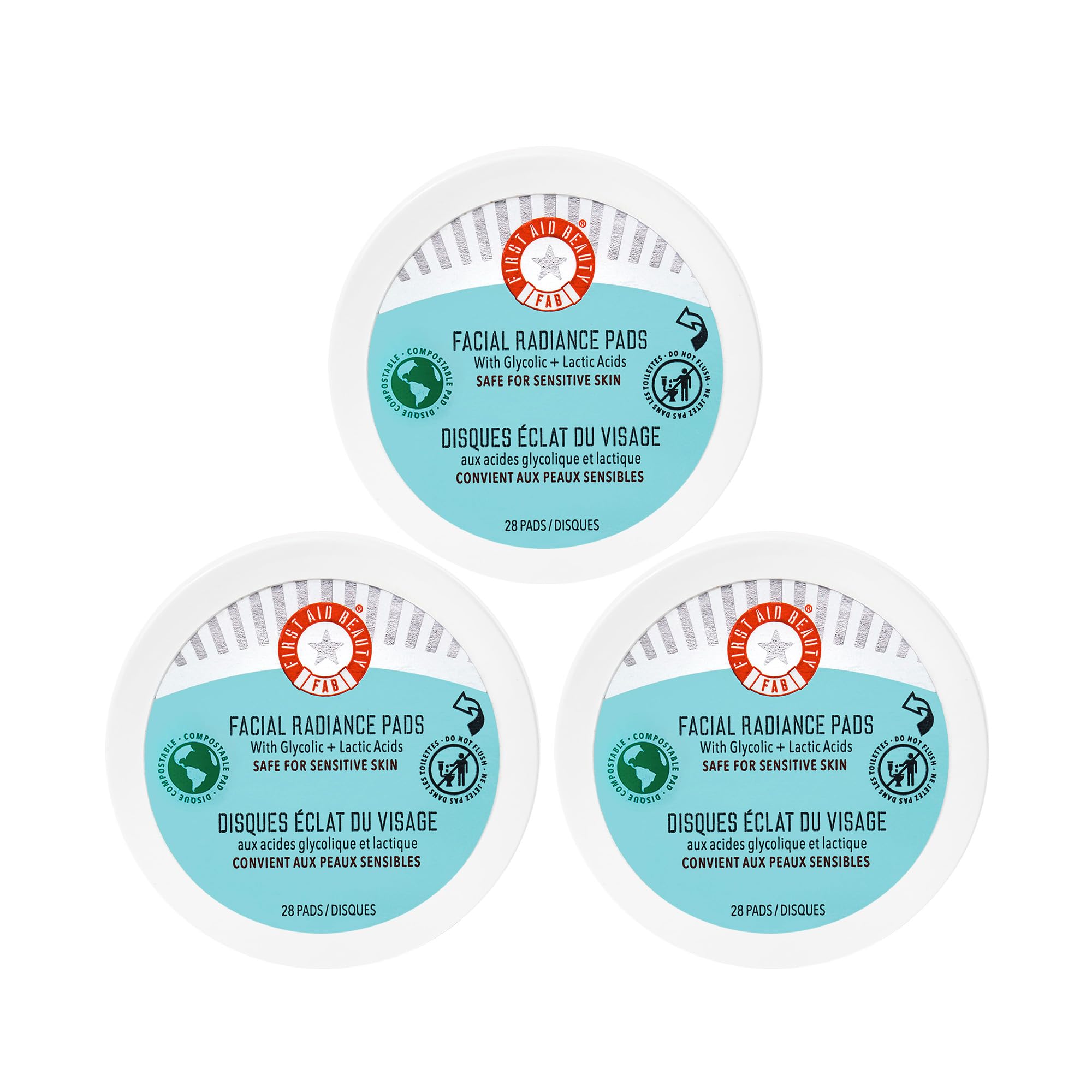 First Aid Beauty Facial Radiance Pads – Daily Exfoliating Pads with Glycolic and Lactic Acids