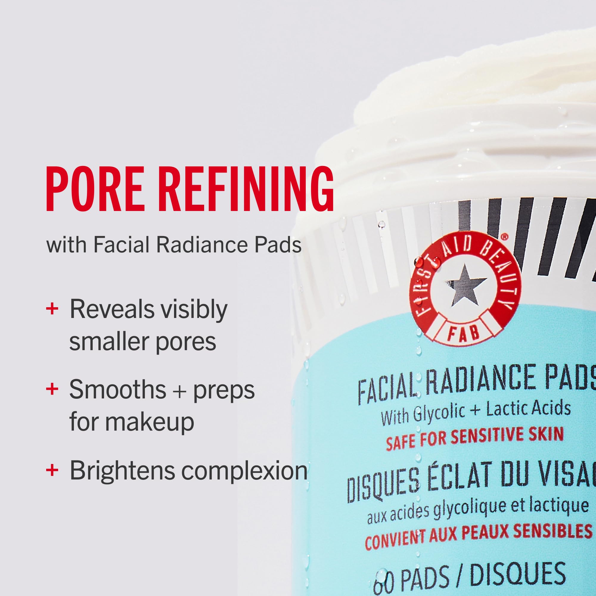 First Aid Beauty Facial Radiance Pads – Daily Exfoliating Pads with Glycolic and Lactic Acids