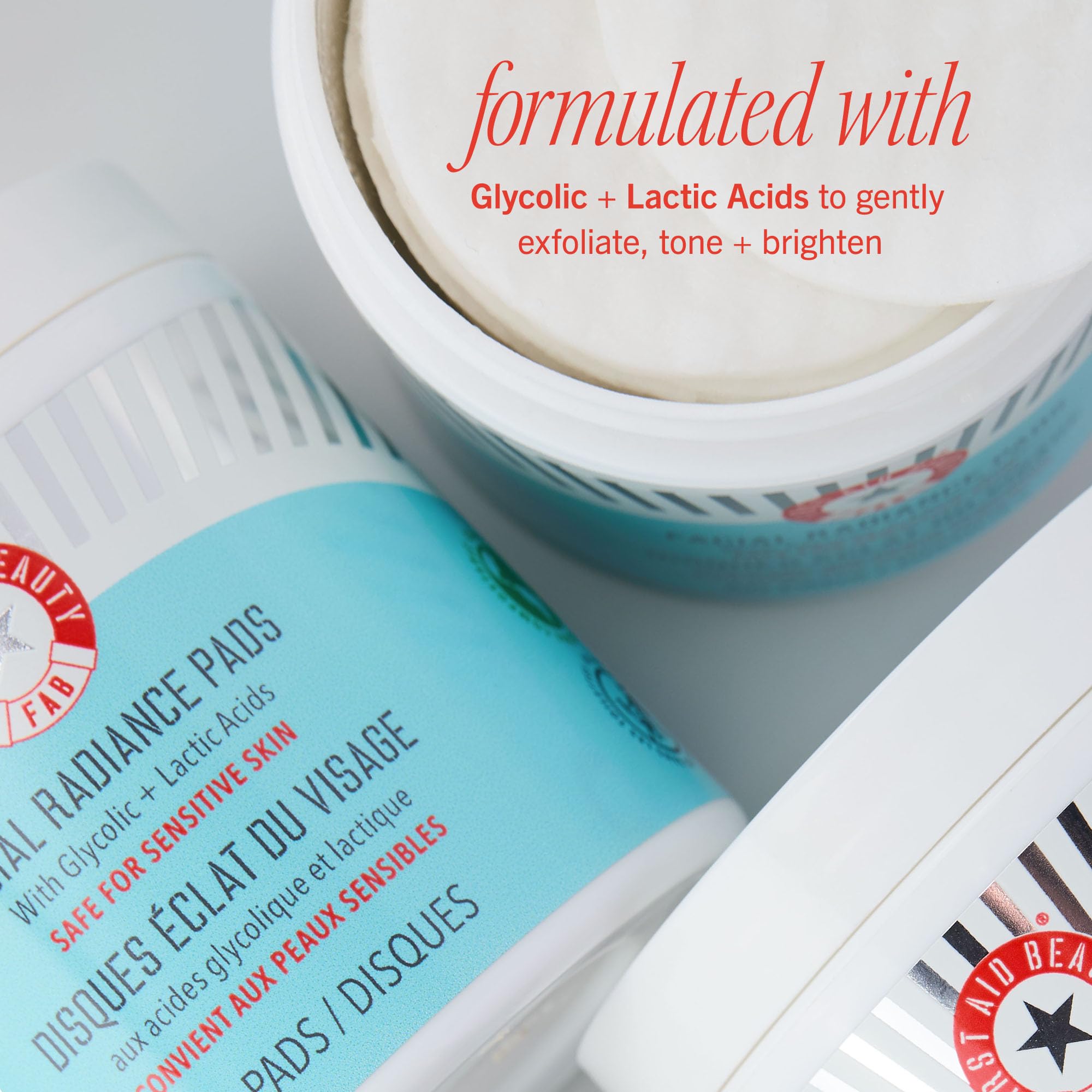 First Aid Beauty Facial Radiance Pads – Daily Exfoliating Pads with Glycolic and Lactic Acids