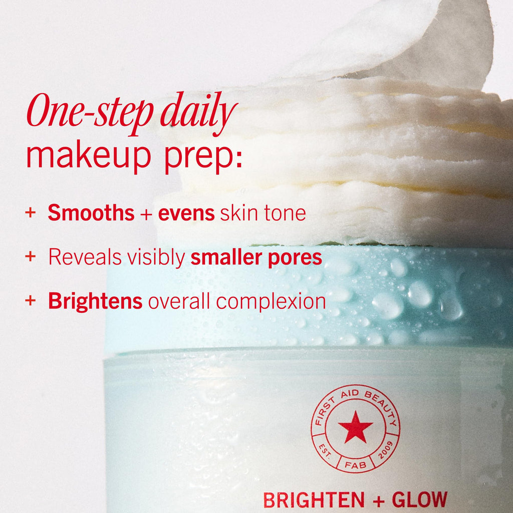 First Aid Beauty Facial Radiance Pads – Glycolic + Lactic Acids, Daily Exfoliating Pads, 90ct (Compostable)