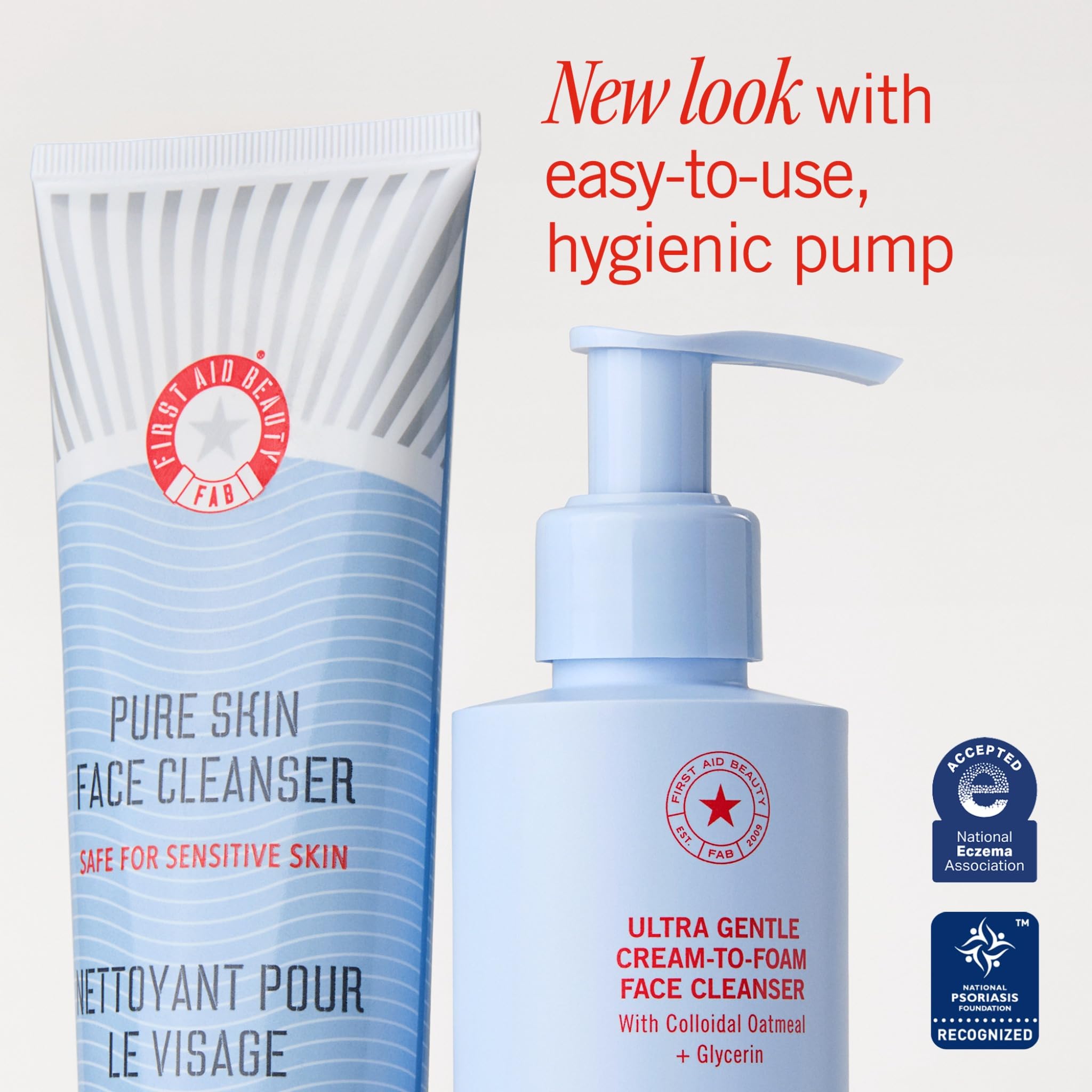 First Aid Beauty Ultra Gentle Cream-to-Foam Cleanser – Makeup Remover & Facial Cleanser, 10 oz
