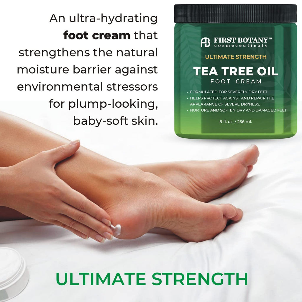 First Botany Athletes Foot Cream with Tea Tree Oil, Aloe & Spearmint – Hydrates & Softens Dry Feet (8 oz)