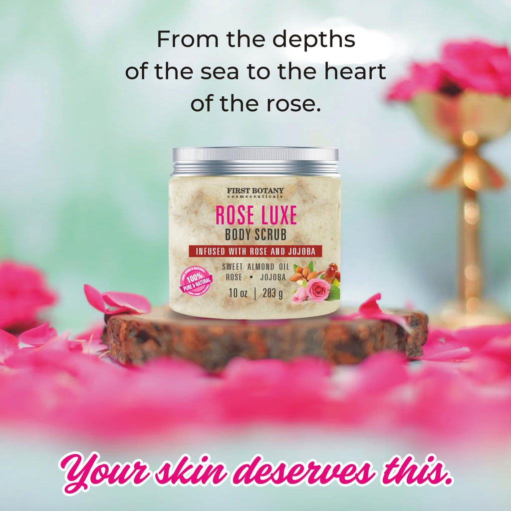 First Botany Body Scrub – Natural Exfoliating Rose Salt Scrub for Hydration & Gentle Glow (10 oz)