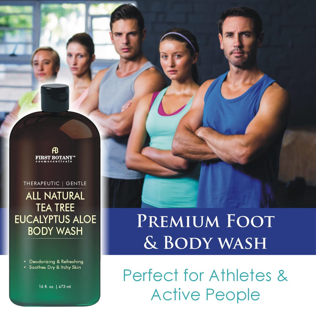 First Botany ALL Natural Body Wash – Tea Tree & Eucalyptus – Deodorizing, Moisturizing Shower Gel for Women & Men – 16 fl oz