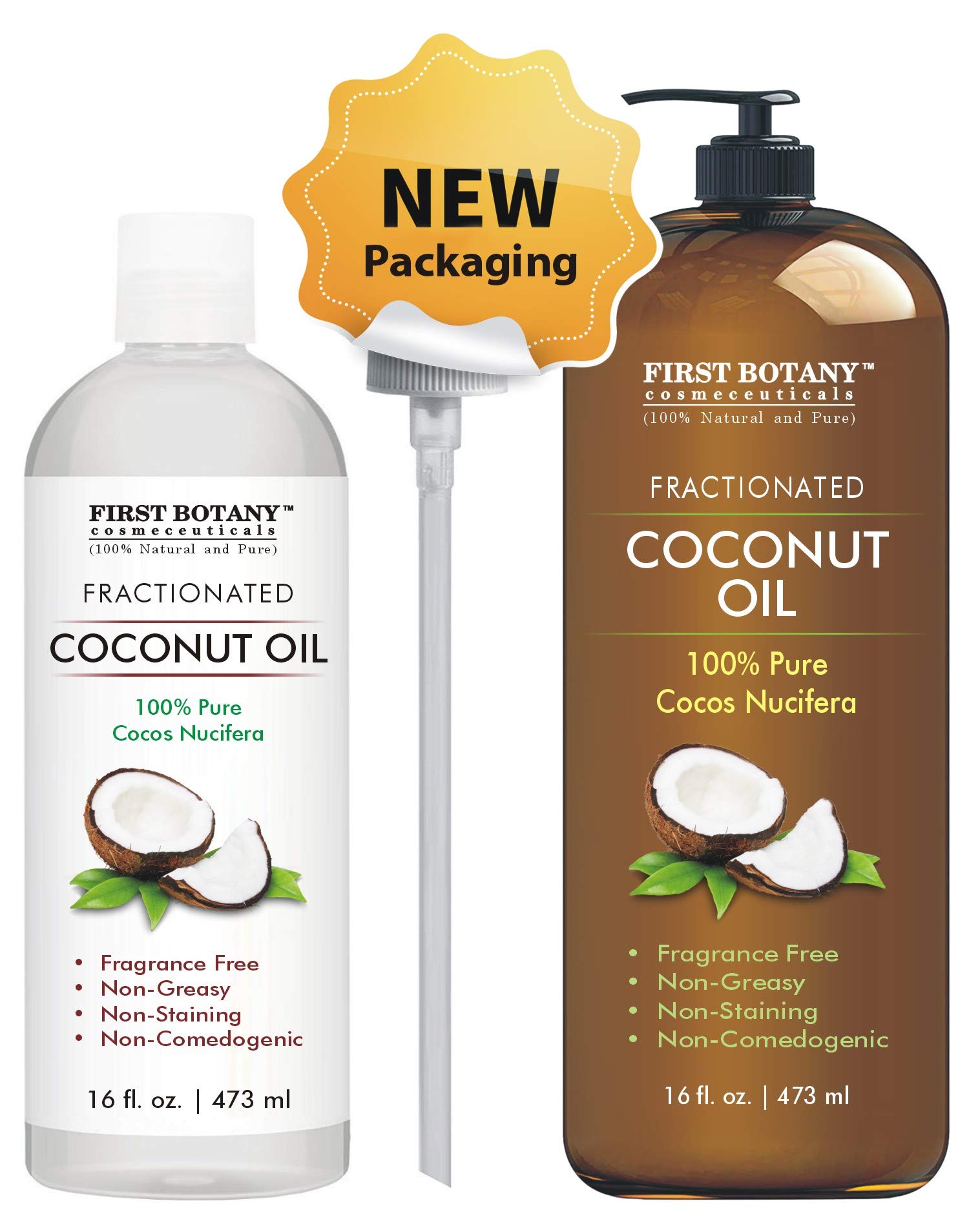 First Botany Fractionated Coconut Oil 16 oz – Pure MCT Carrier Oil for Hair, Skin & Aromatherapy