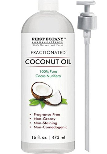 First Botany Fractionated Coconut Oil 16 oz – Pure MCT Carrier Oil for Hair, Skin & Aromatherapy