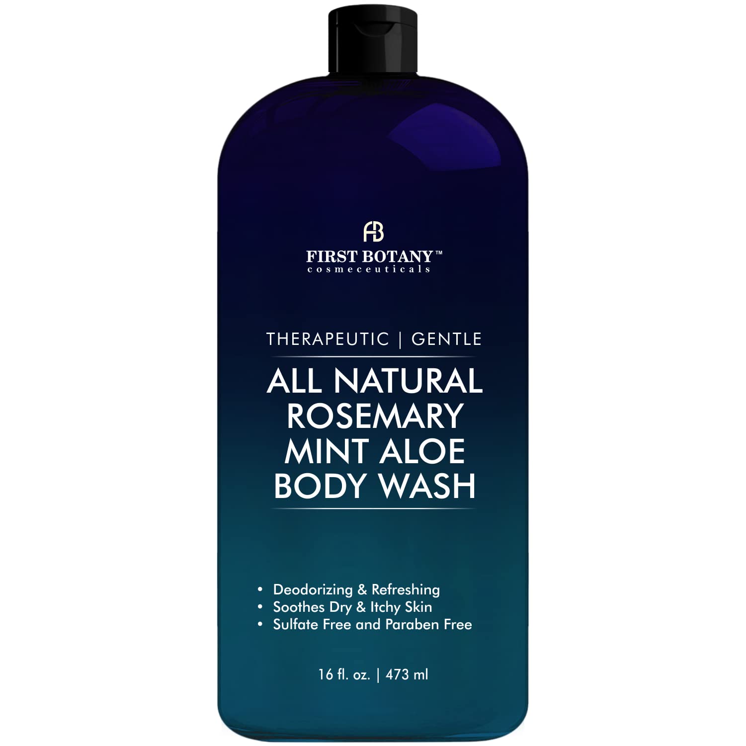 First Botany ALL Natural Body Wash – Rosemary Mint, 16 fl oz | Odor & Impurity Care for Men & Women