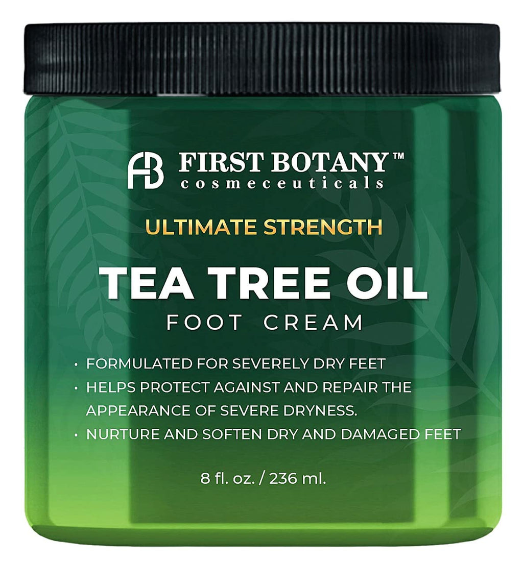 First Botany Athletes Foot Cream with Tea Tree Oil, Aloe & Spearmint – Hydrates & Softens Dry Feet (8 oz)