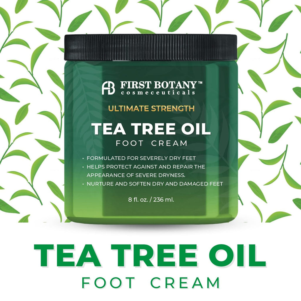 First Botany Athletes Foot Cream with Tea Tree Oil, Aloe & Spearmint – Hydrates & Softens Dry Feet (8 oz)
