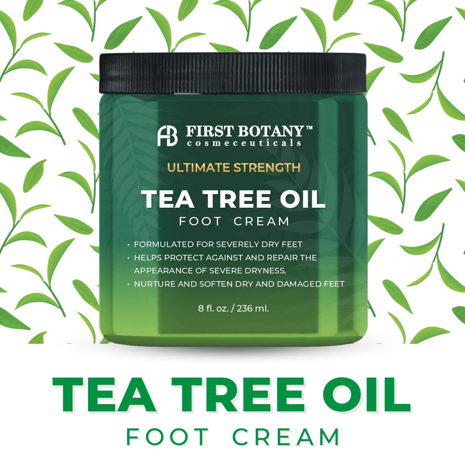 First Botany Athletes Foot Cream with Tea Tree Oil, Aloe & Spearmint – Hydrates & Softens Dry Feet (8 oz)