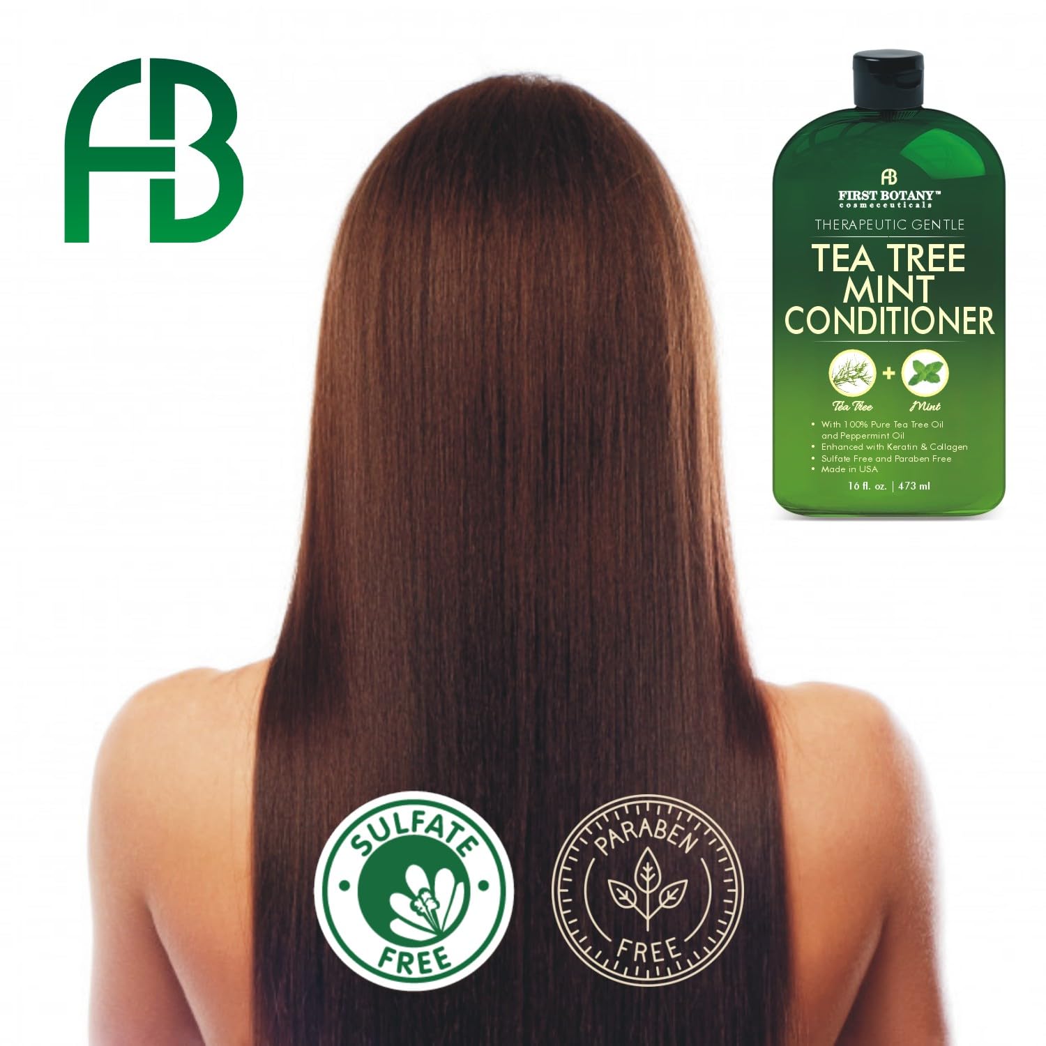 First Botany Tea Tree Oil Conditioner 16 oz – Sulfate Free & Paraben Free for Dandruff & Dry Scalp