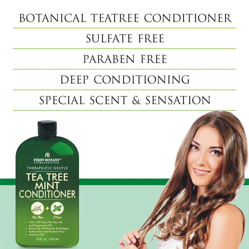 First Botany Tea Tree Oil Conditioner 16 oz – Sulfate Free & Paraben Free for Dandruff & Dry Scalp