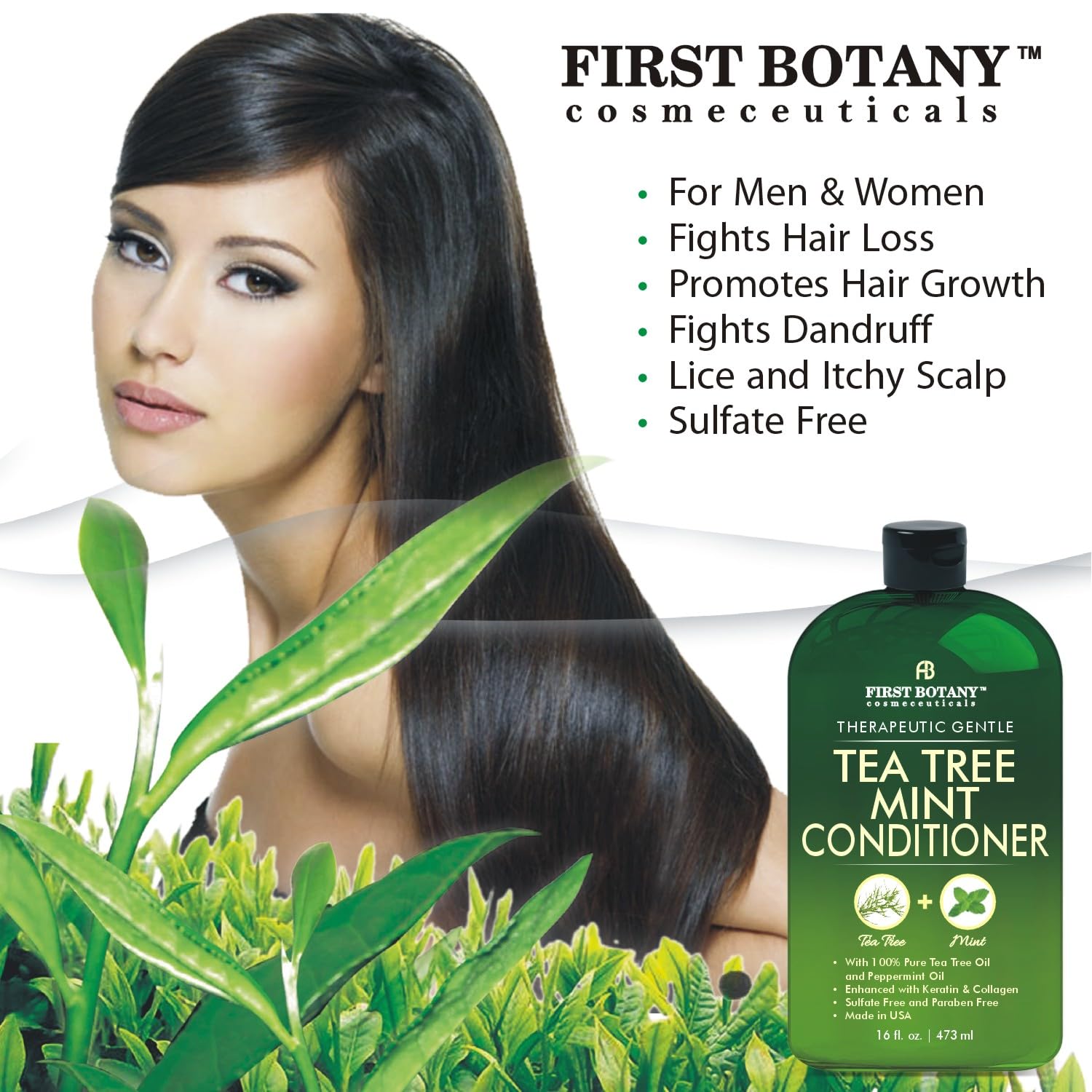 First Botany Tea Tree Oil Conditioner 16 oz – Sulfate Free & Paraben Free for Dandruff & Dry Scalp