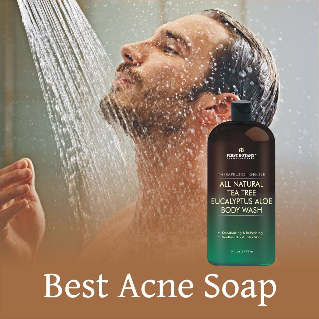 First Botany ALL Natural Body Wash – Tea Tree & Eucalyptus – Deodorizing, Moisturizing Shower Gel for Women & Men – 16 fl oz