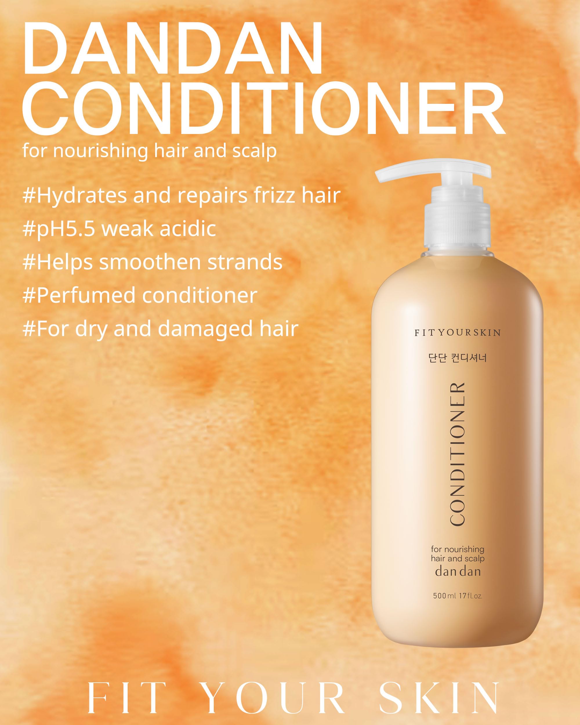 FIT YOUR SKIN DAN DAN Nourishing Conditioner – 9 Fruit Vitamins, pH 5.5, Detangling & Anti-Frizz (17 oz)