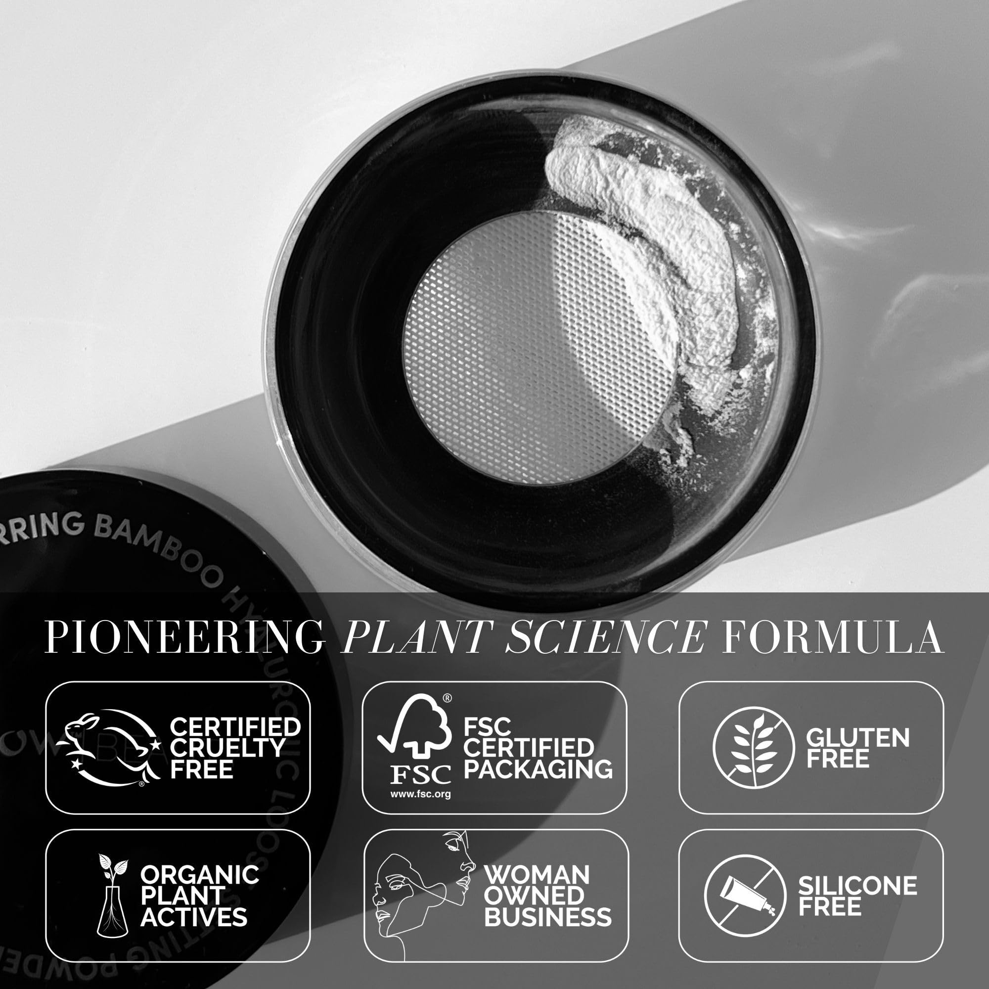 Fitglow Bamboo Hyaluronic Loose Setting Powder – Weightless, Vegan, Organic, Pore Blur | 0.32 oz