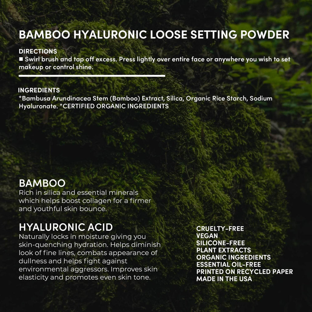 Fitglow Bamboo Hyaluronic Loose Setting Powder – Weightless, Vegan, Organic, Pore Blur | 0.32 oz