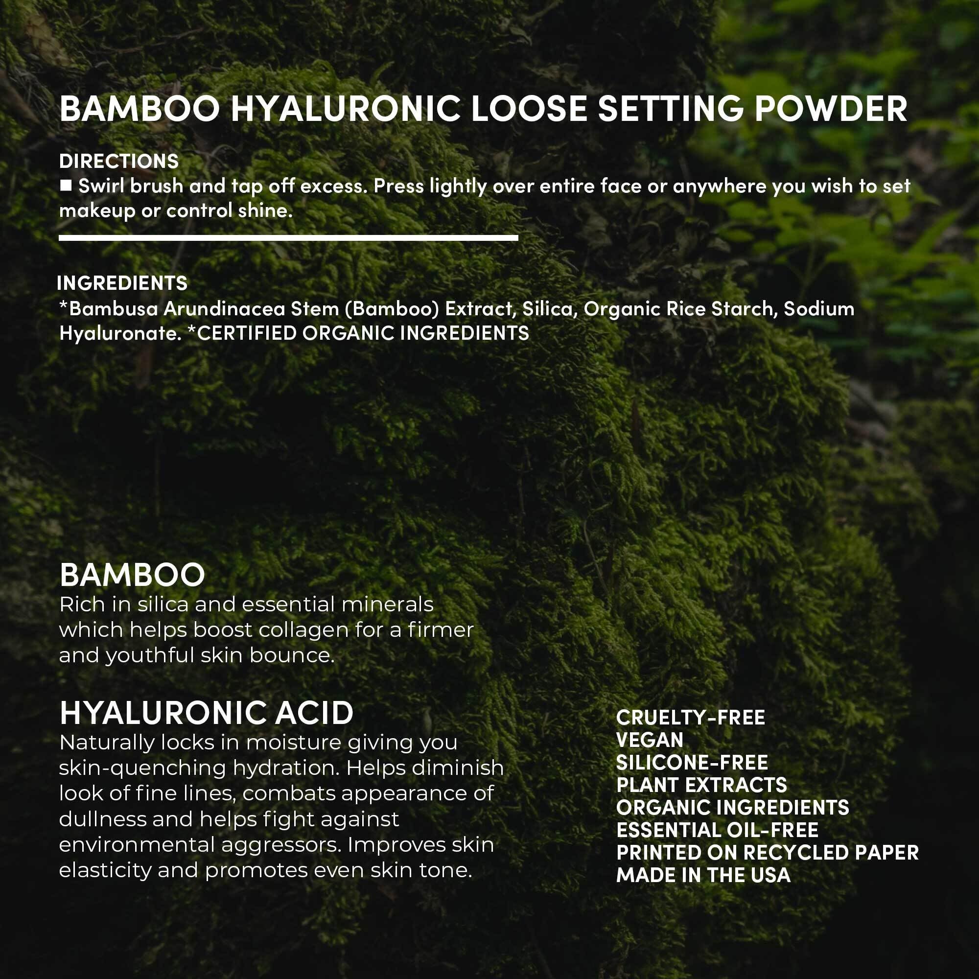 Fitglow Bamboo Hyaluronic Loose Setting Powder – Weightless, Vegan, Organic, Pore Blur | 0.32 oz