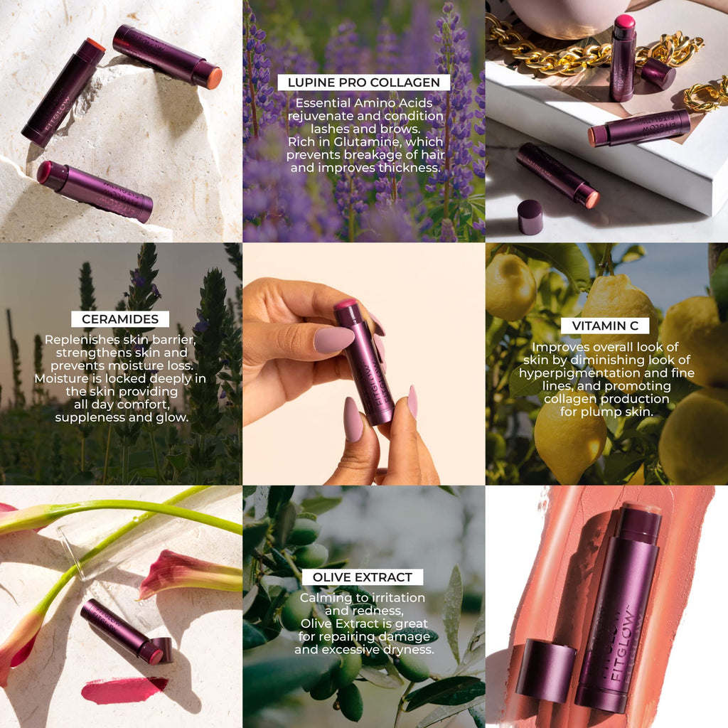 FITGLOW Cloud Collagen Lipstick + Cheek Balm — Multi-Use Vegan Tint with Pro Collagen Complex, Hydrating Soft Matte Color, 4 g