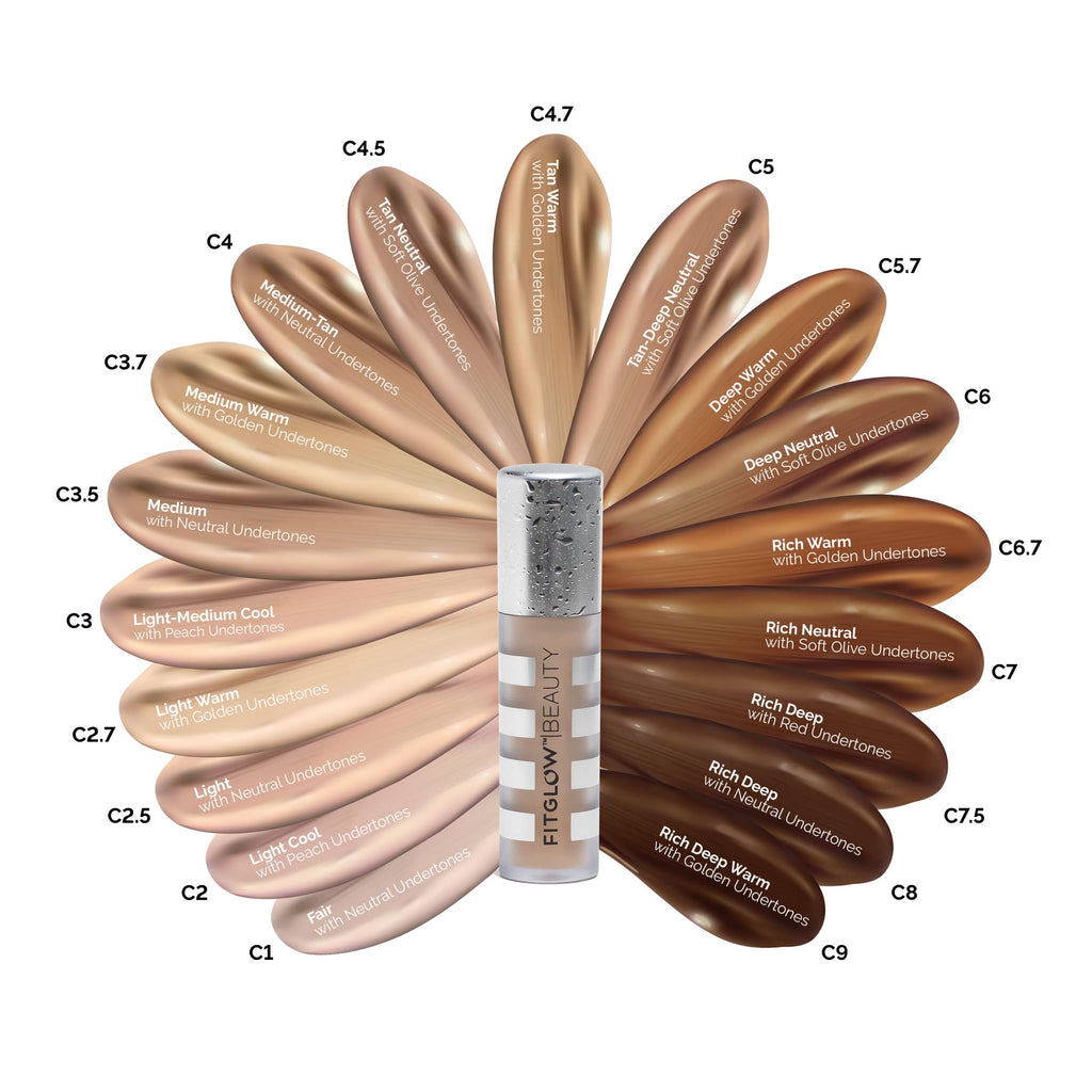 Fitglow Beauty Conceal+ – Vegan Full-Coverage Concealer with Vitamin K + Green Tea | Non-Crease, Natural Finish | C4.5-6g