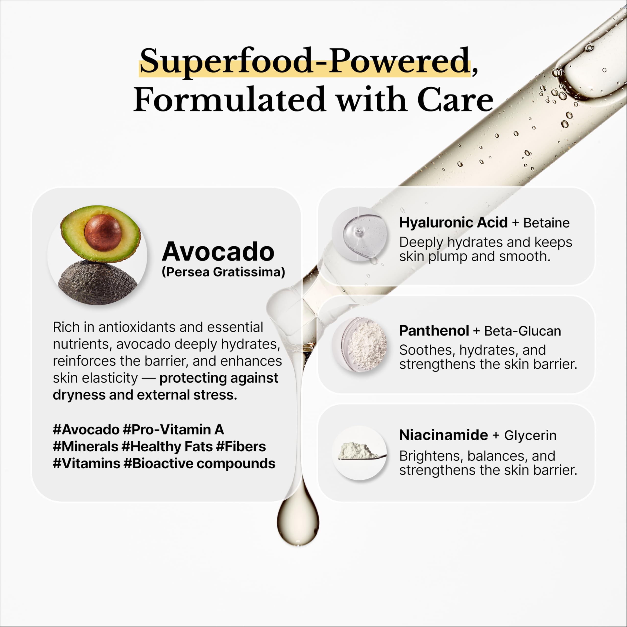 fitneskin Hydrating Avocado Serum — 72% Avocado Water, HA, Niacinamide, Fragrance-Free