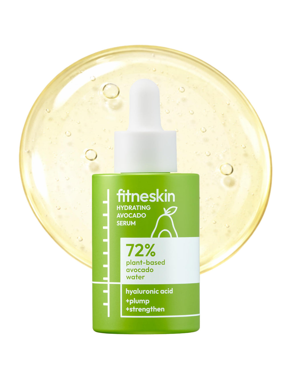 fitneskin Hydrating Avocado Serum — 72% Avocado Water, HA, Niacinamide, Fragrance-Free