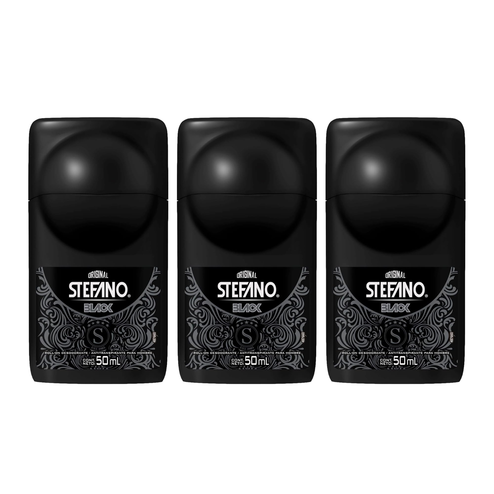 Five Brothers Stefano Black Men’s Deodorant Roll-On 3 Pack – Long-Lasting Protection, 1.69 fl oz Each