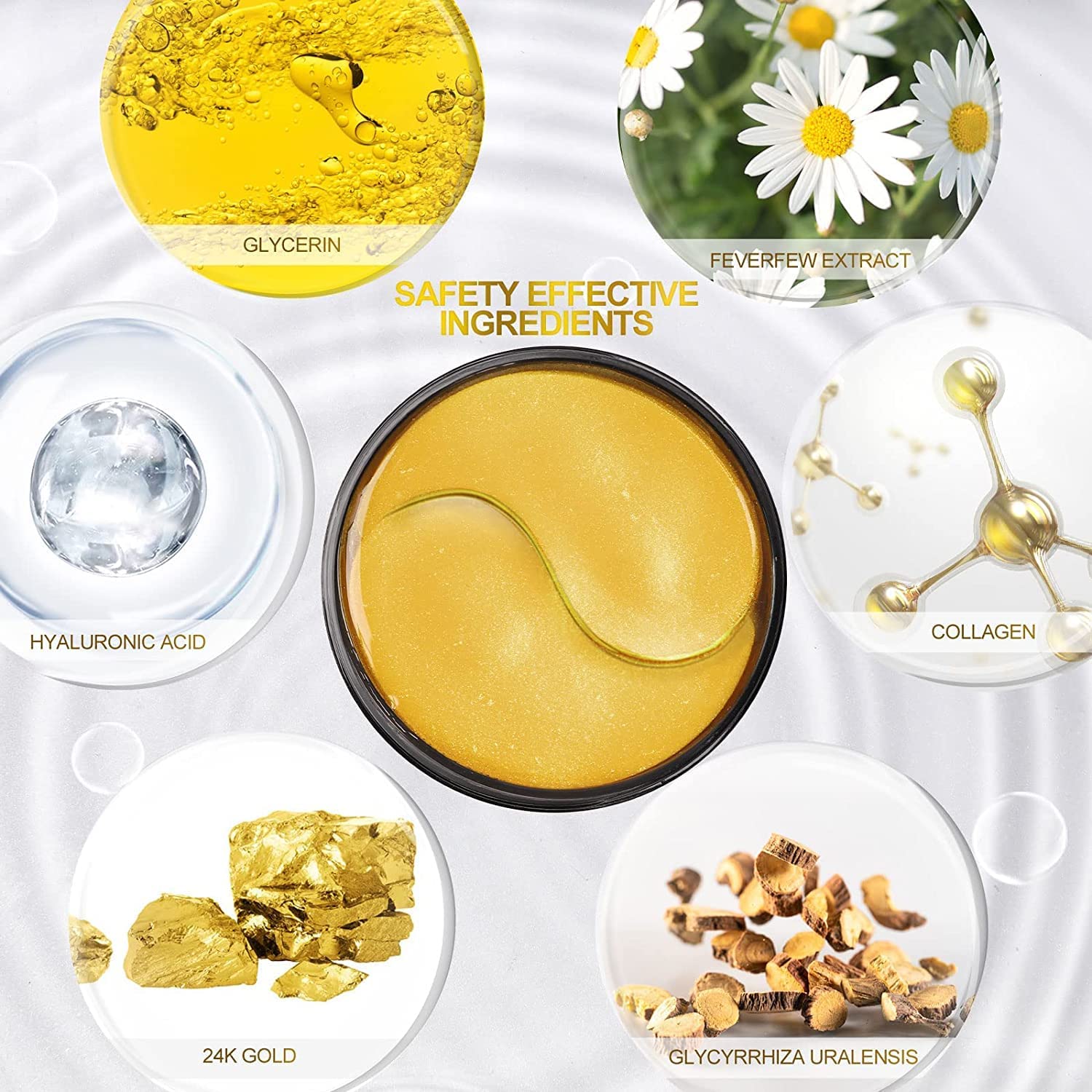 Fivewan 24k Gold Under Eye Patches – 120 Pcs Collagen & Hyaluronic Acid Eye Masks