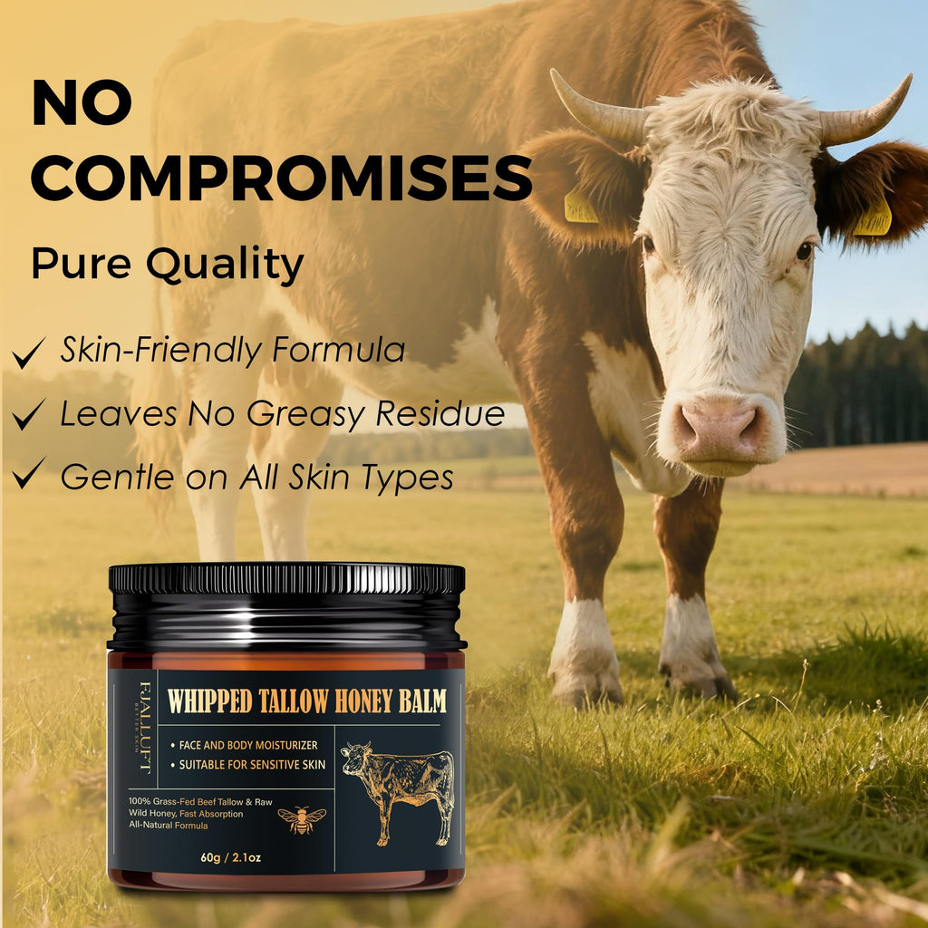 FJALLUFT Beef Tallow and Honey Balm – Whipped Grass-Fed Moisturizer for Face & Body