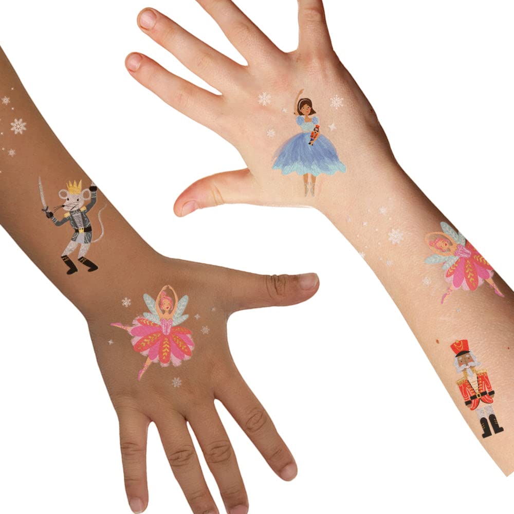Flash Tattoos Nutcracker Variety Set – 25 Metallic Temporary Tattoos