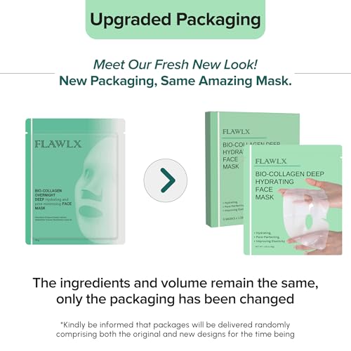 Flawlx Bio-Collagen Overnight Hydrogel Mask – Hydration & Pore Refinement (5-Pack)