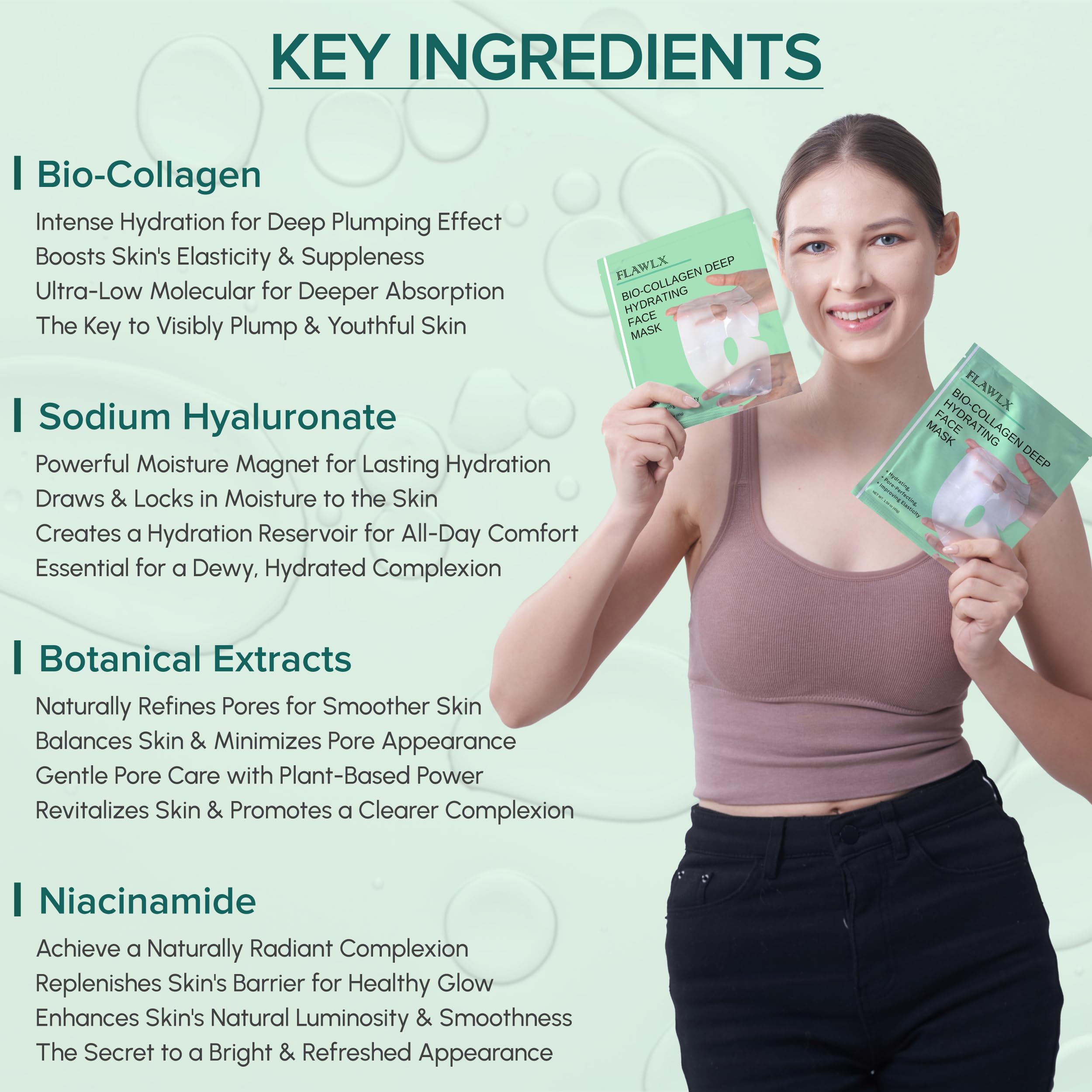 Flawlx Bio-Collagen Overnight Hydrogel Mask – Hydration & Pore Refinement (5-Pack)