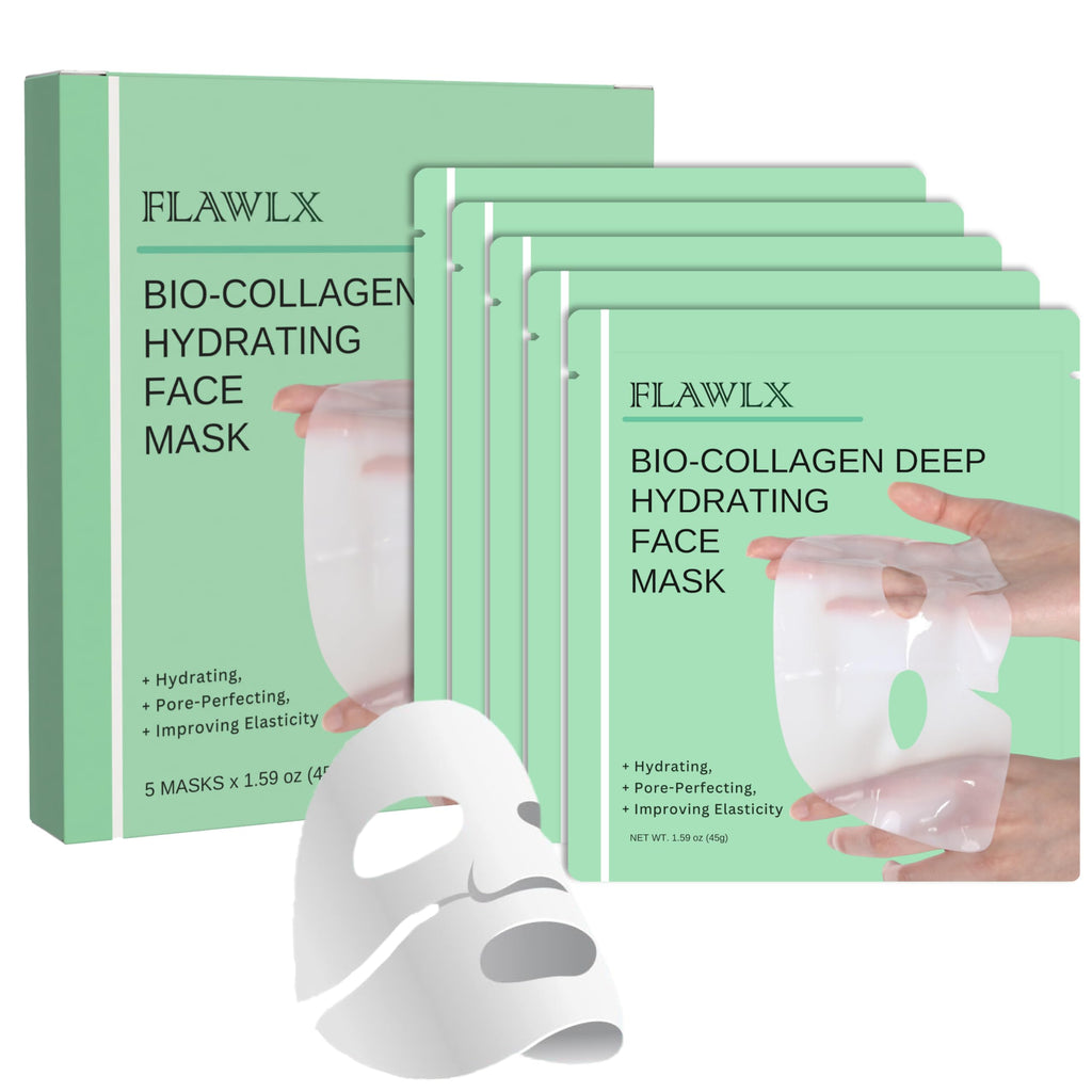 Flawlx Bio-Collagen Overnight Hydrogel Mask – Hydration & Pore Refinement (5-Pack)