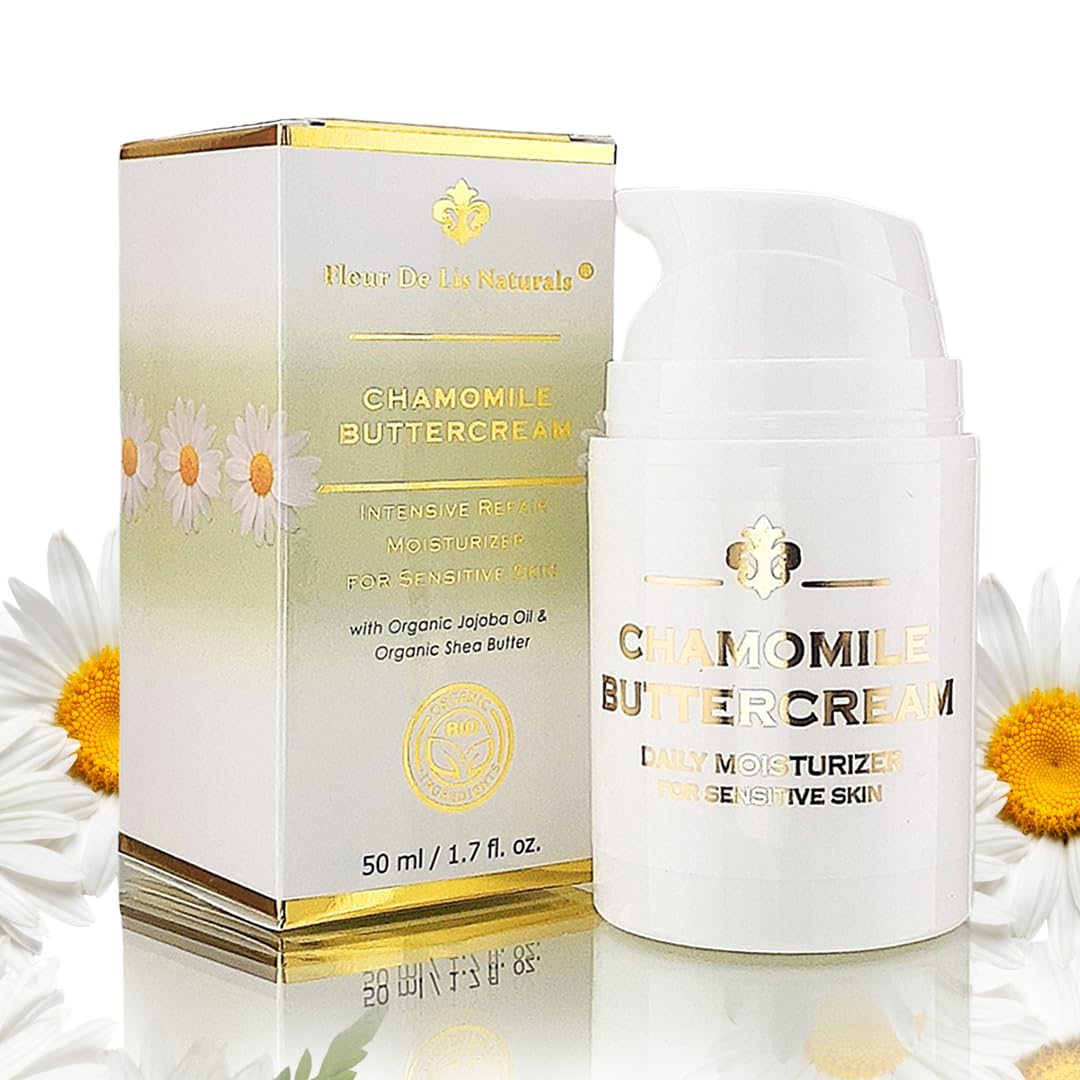 Fleur De Lis Naturals Chamomile Buttercream – Anti-Aging Face Cream for Sensitive Skin | Made in USA | 1.7 oz