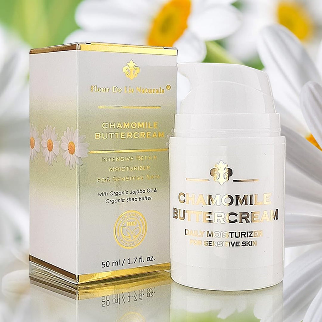 Fleur De Lis Naturals Chamomile Buttercream – Anti-Aging Face Cream for Sensitive Skin | Made in USA | 1.7 oz